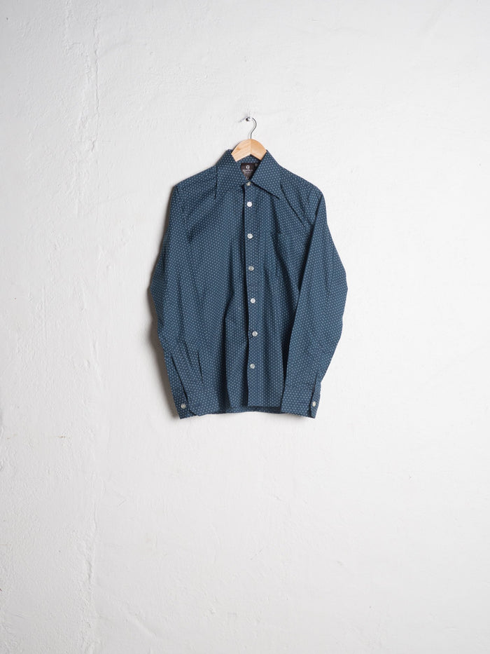 100% Cotton Petrol Shirt with White Dots 38 - VinoKilo.com