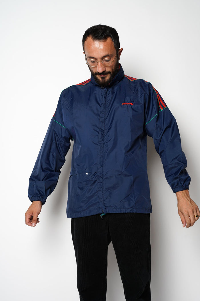 Adidas Dark Blue Red Green Striped Sports Jacket L - VinoKilo.com
