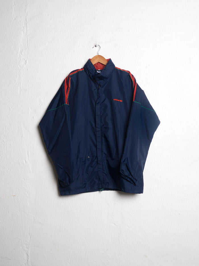 Adidas Dark Blue Red Green Striped Sports Jacket L - VinoKilo.com