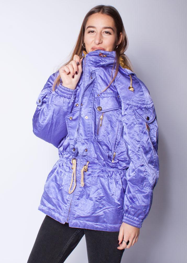 90s Lilac Jacket with Multiple Pockets and Adjustable Waistband - VinoKilo.com