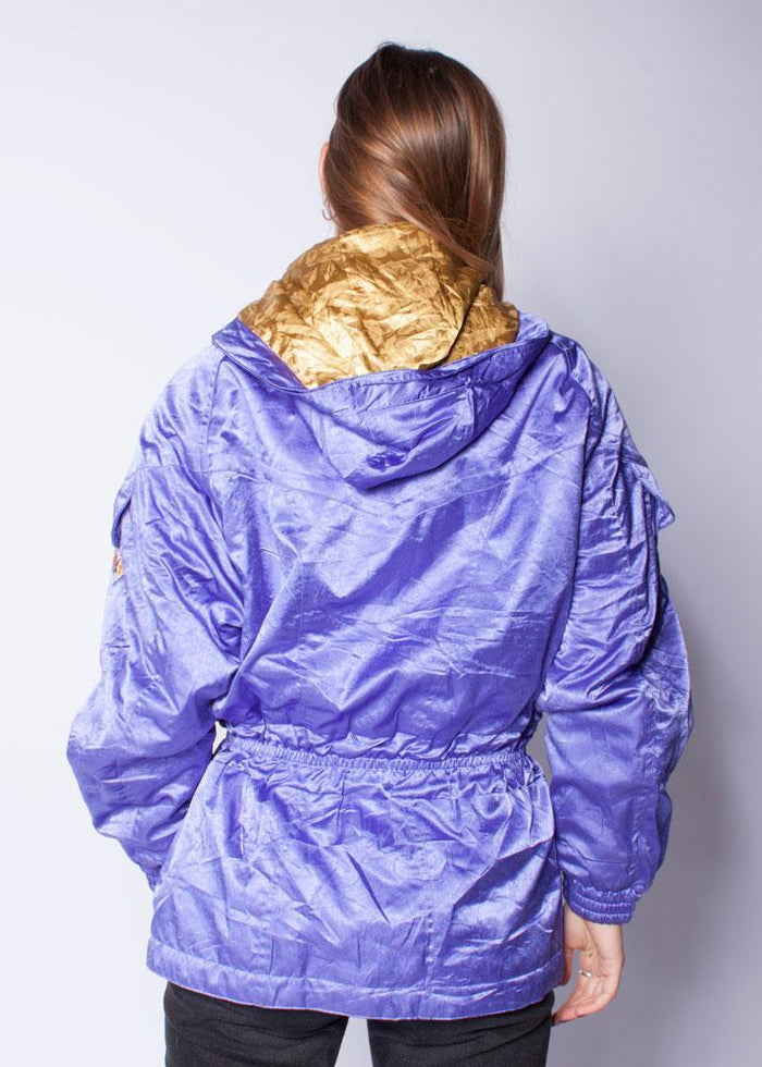 90s Lilac Jacket with Multiple Pockets and Adjustable Waistband - VinoKilo.com