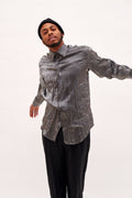 80's Silver Glam Long Sleeve Shirt - VinoKilo.com