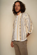 Beige Brown Pattern Shirt M - VinoKilo.com
