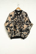 Beige Black Pattern Pull-over Jacket L - VinoKilo.com