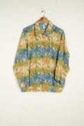 Beige Blue Floral Pattern Jacket L - VinoKilo.com