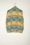 Beige Blue Floral Pattern Jacket L - VinoKilo.com
