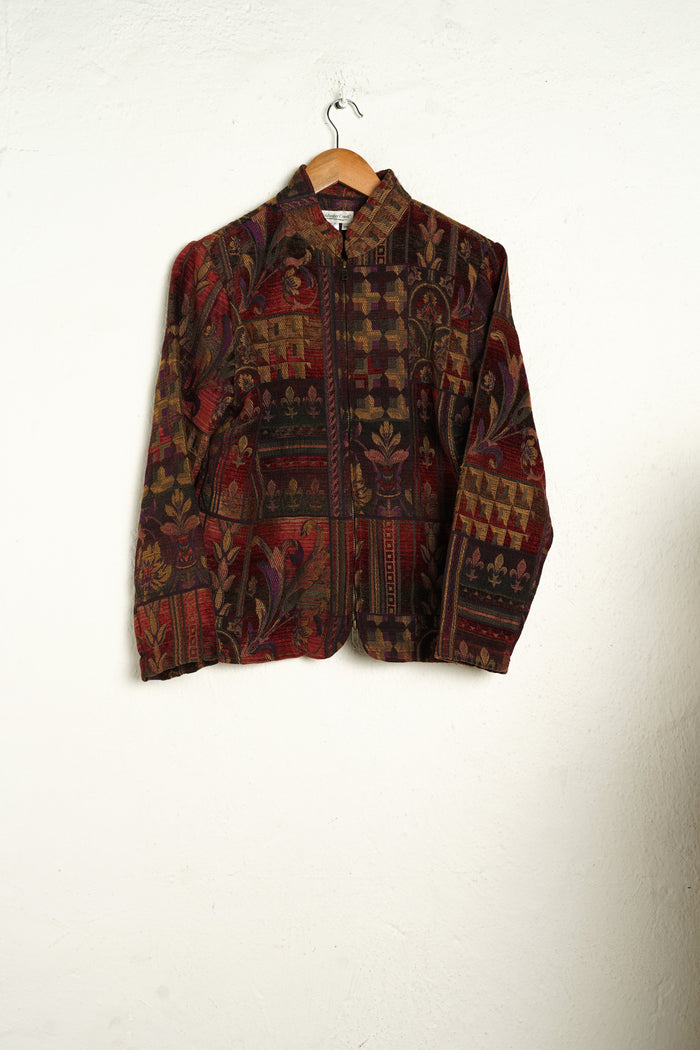 Antique Purple Golden Patternd Tapestry Jacket M - VinoKilo.com