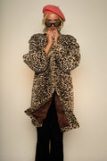 Beige Brown Leo Fake Fur Coat L - VinoKilo.com