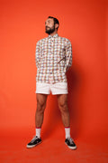 100% Cotton Psychedelic Pattern Blue Green Orange White M - VinoKilo.com
